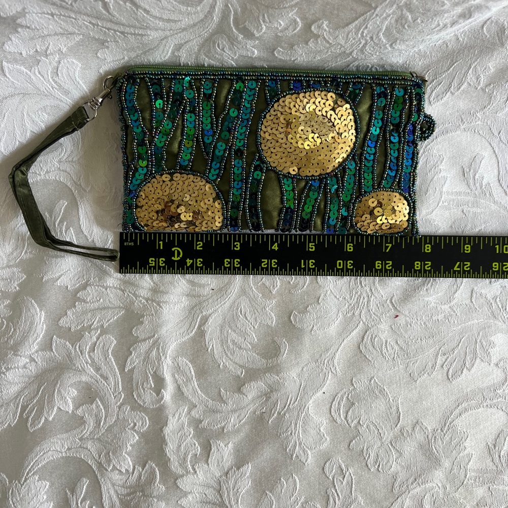 Teal Sequence Evening Clutch Abstract Gold Circle… - image 6